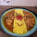 スパイシーカリーハウス半月 - チキンカレーとビネガービーフカレーの２種盛りカレー