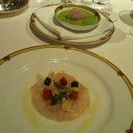 レ セゾン - 2011.12 真鯛のマリネとクレソンにペーシュ・ド・ヴィーニュを添えて