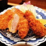 とんかつ かつ楽 - ヒレ・カキフライ定食(ヒレカツ2枚・カキフライ3個) 1,420円