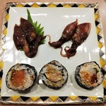 鮨処 多田 - 蛍烏賊大吟醸粕漬と蛍烏賊沖漬､酒の肴になる巻物　※蛍烏賊､剣先烏賊はＮＧです