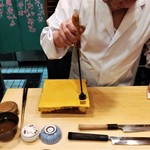 鮨処 多田 - 焼きたて玉子焼き　焼印は阪神タイガースマーク