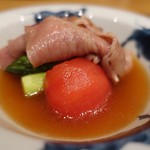 まき村 - 但馬A5サーロイン、アスパラのすきしゃぶ