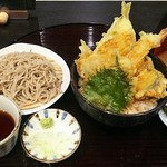 柚木の郷 - 和食屋さんの天婦羅丼800円&ﾐﾆざる蕎麦300円