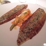 レ セゾン - 11.12.10舌平目を骨付きのままリソレして 生姜バター 新人参のコンディマンテと共に