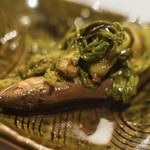 うを徳 - "煮付（につけ）"、信州篠ノ井（しなのしのゝゐ）の"漉油（こしあぶら）"