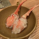 銀座 きた福 - 黄金蟹の爪をウェルダンの茹で加減で