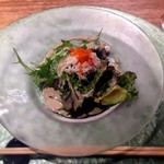 鉄板焼 天 青山庵 - 蟹味噌の濃厚なドレッシングも美味しい！