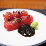 傳 - 鰹のヅケ　海苔ソース