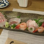 Washoku Kafe En - 刺身5点盛り