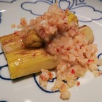 野嵯和 - ●ホワイトアスパラ、海老そぼろ