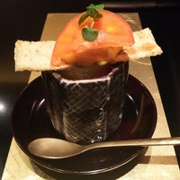 野嵯和 - ●ジュレ、ボタンエビ、加藤農園フルーツトマト「きわめ」