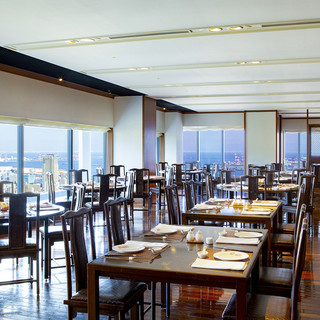 You can enjoy the view from the 34th floor of the hotel while you dine.