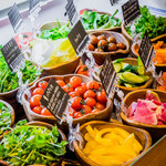 Glass salad of seasonal vegetables