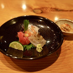 日本料理 たかむら - 秋田産平目、沖縄産本鮪、九州産車海老洗い、車海老頭塩焼き