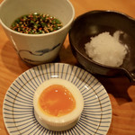 日本料理 たかむら - 麺つゆ、味玉、大根おろし