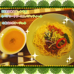 菜食健美 - ベジミートソーススパゲッティー＆南瓜ポタージュ