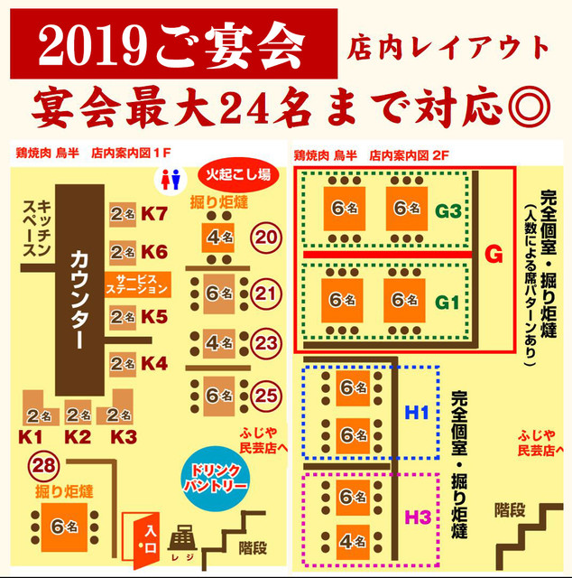 座席 鶏焼肉 鳥半 Tiriyakinikutorihann 西宮北口 居酒屋 食べログ