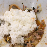 中華そば まるたけ - 残ったタレと具にごはん投入