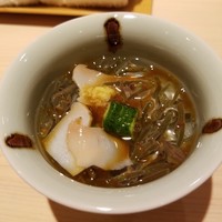 新ばし 星野 - 三田の天然ジュンサイと三陸のアワビ