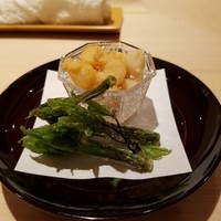 新ばし 星野 - 天婦羅(小柱とコシアブラ)