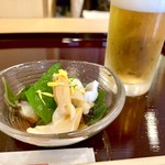 Tempura Ootsuka - コウイカ下足、青柳、蛸、胡瓜、ワカメの酢の物