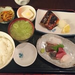 三代目　魚真 - トロサバ西京味噌漬焼きとお刺身のセット\880(19-05)