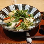 和カフェTsumugi - 真鯛と焼き筍の鯛出汁バター醤油(パスタを京抹茶の生パスタに変更)