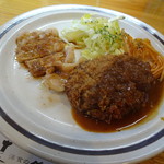 洋食のグルメ - ポーク生姜焼きとメンチカツ