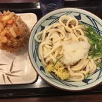 丸亀製麺 - ぶっかけ冷¥0、大盛り¥100、大根おろし¥70、小えびかき揚げ¥120【¥290】。