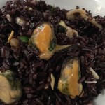 Cantine Barbaroux - Riso venere  con pesto di cozze e i fagiolini、黒米に嵌る。