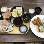 割烹 松活 - 昼寿司定食＝１０８０円
            カキフライ 単品＝５５０円