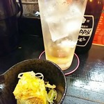 やきとり自慢 西やん - お通しの「厚揚げ」