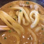 うどん 四方吉 - 「濃厚豚カレーうどん」（870円）の麺