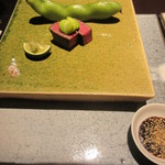 日本料理 TOBIUME - 皐月の大地、飯塚の筑穂牛のシャトーブリアン炭火焼、地元芦屋の出汁塩など