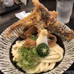 讃岐うどん 白庵 - 生醤油ゲソ天 冷や＋梅干し