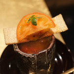 野嵯和 - 牡丹海老とパン、フルーツトマトのジュレ