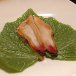 野嵯和 - みる貝とひも炙り　わさび菜巻き　