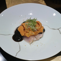 野嵯和 - 金目鯛　雲丹　海苔醤油と白七味で