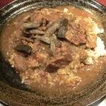 和レー屋 南船場ゴヤクラ - 猪肉とゴボウは分かったが黒いのが謎だった　一体何か食べたら驚きの旨さ