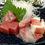 Hamayaki Kaisen Izakaya Daishousuisan - 大庄水産 船堀店 漁師の昼めしセットの鮪・白身・蛸のぶつ切り