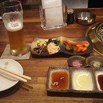 和牛 まつした - ●お任せ160g 8500＋追加単品(ﾗﾑｼﾝ100ｇ 3300＋ﾎﾙﾉﾝ500)＋小瓶ﾋﾞｰﾙ680+生ﾋﾞｰﾙ780＋SW5000=18,760円 2019年05月