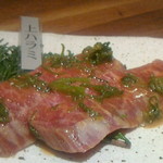 和牛 まつした - ●お任せ160g 8500＋追加単品(ﾗﾑｼﾝ100ｇ 3300＋ﾎﾙﾉﾝ500)＋小瓶ﾋﾞｰﾙ680+生ﾋﾞｰﾙ780＋SW5000=18,760円 2019年05月