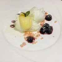 レアチーズのムース、ヨーグルトのソルベ