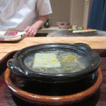 お料理 佐藤 - 鮑と蓬豆腐とジュンサイの鍋