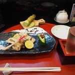 銀寿司 - 鰻の白焼き ＆ 冷酒（銀盤）