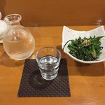 想樓門 - お通しと純米吟醸生原酒