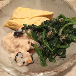 肴菜家 おがわ - 卯の花、だし巻き、ほうれん草の胡麻和え