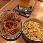 Shoubai Hanjou Beniyachou Paradaisu - せんべろセットの選べるおつまみ
                        この日はトマトパスタ&スパゲッティサラダで♪