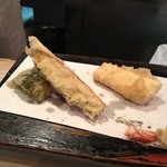 天すけ - イカ天、茄子天、ピーマン天ぷら