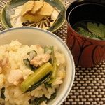 日本料理 晴山 - 大山鶏と九条ネギの炊き込みご飯